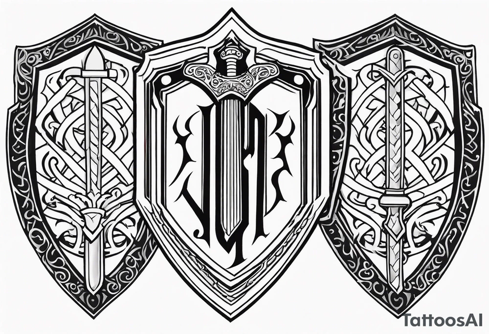 Valhalla shield sword tattoo idea