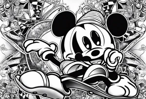 Mickey Mouse skateboarding tattoo idea