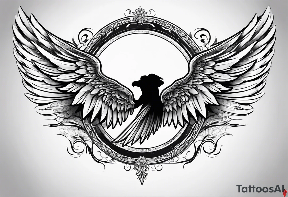 angel wings with names tattoo idea