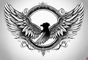 angel wings with names tattoo idea