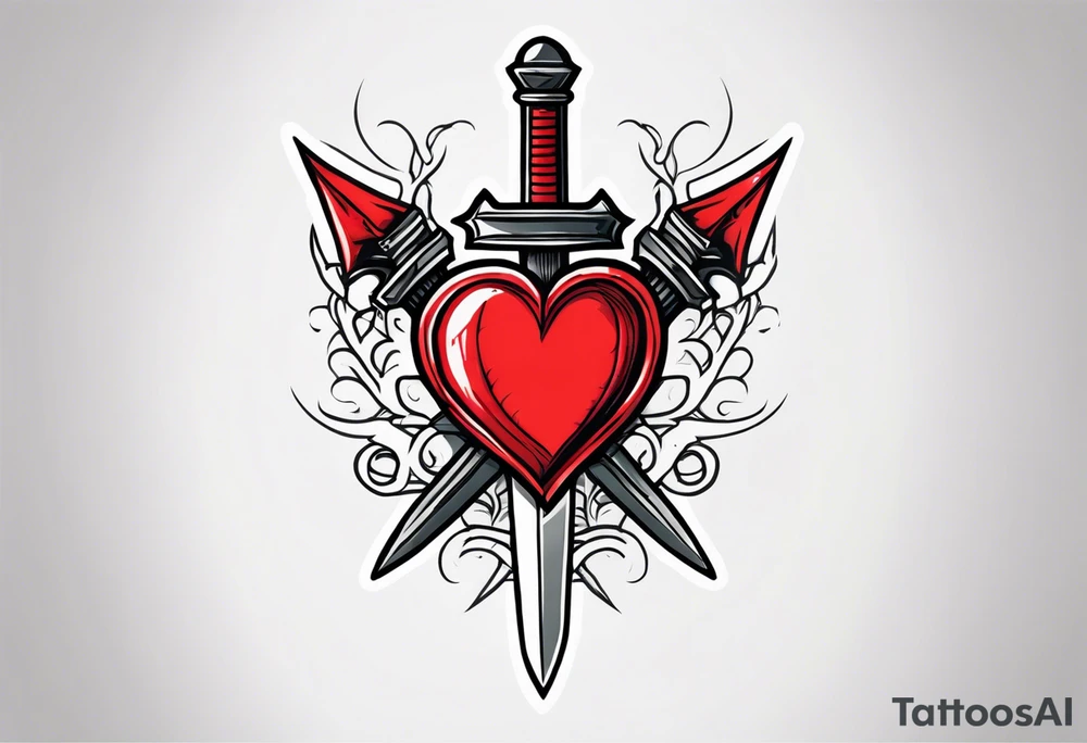 A heart stabbed by a dagger tattoo idea