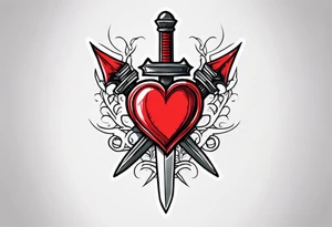 A heart stabbed by a dagger tattoo idea