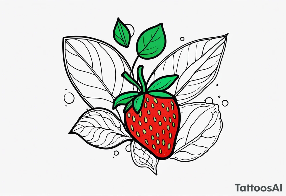 Line drawing Strawberry tattoo idea