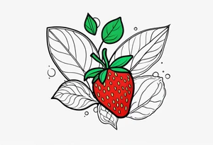 Line drawing Strawberry tattoo idea