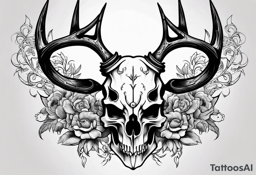 A human with a deer skull head tattoo idea