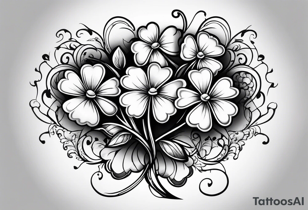 one single three leaf clover on a vine tattoo idea
