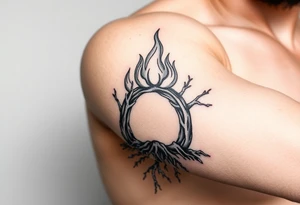 flame in roots, with a roots archway tattoo idea