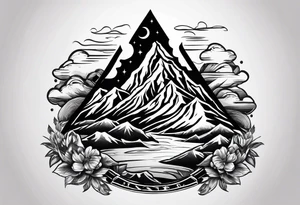 Mountain range on the blade of a chef knife. tattoo idea