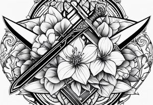 sword shattering into flower tattoo idea