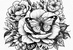 floral design with butterflies tattoo idea