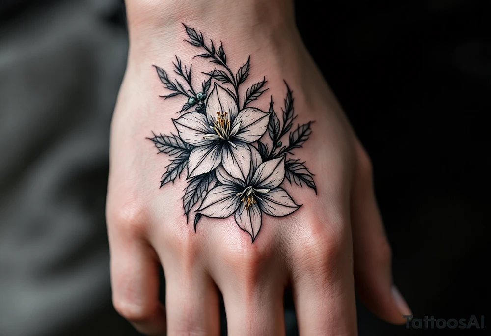 narcissus flowers and holly tattoo idea