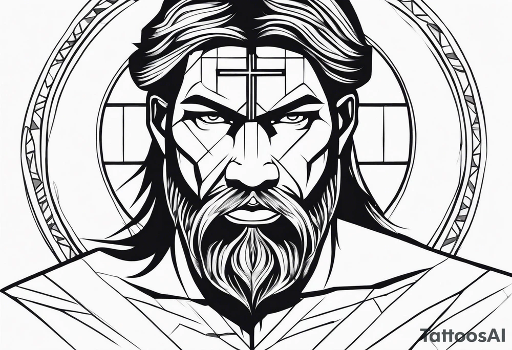 cross with caveman tattoo idea