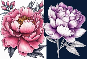 pink peony. purple gladiolus. red hawthorn. orange marigold. navy blue sweet pea. white paper white narcissus. tattoo idea