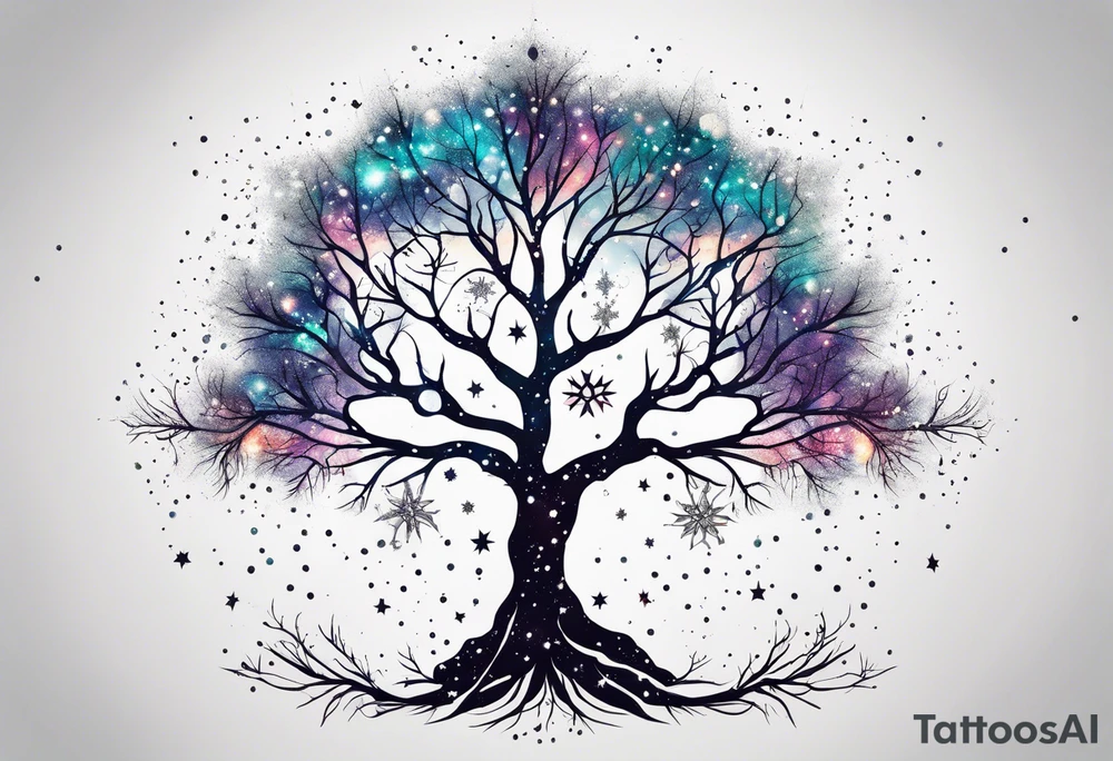 Constellation, tree , snowflake tattoo idea