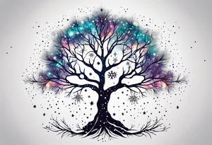 Constellation, tree , snowflake tattoo idea