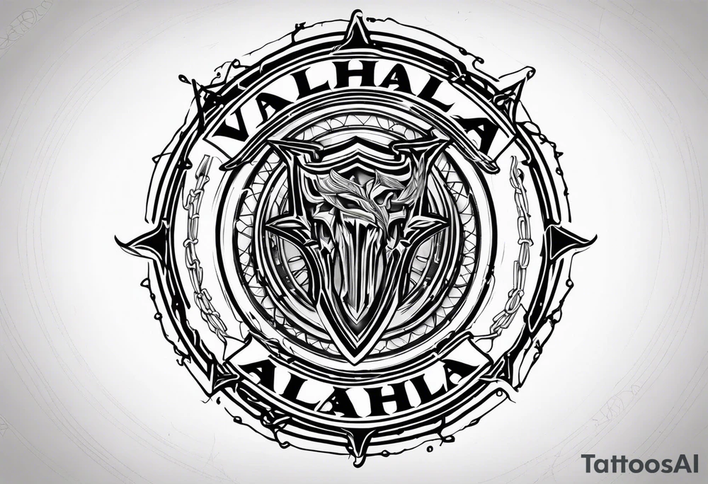 Valhalla sword shield barb wire tattoo idea