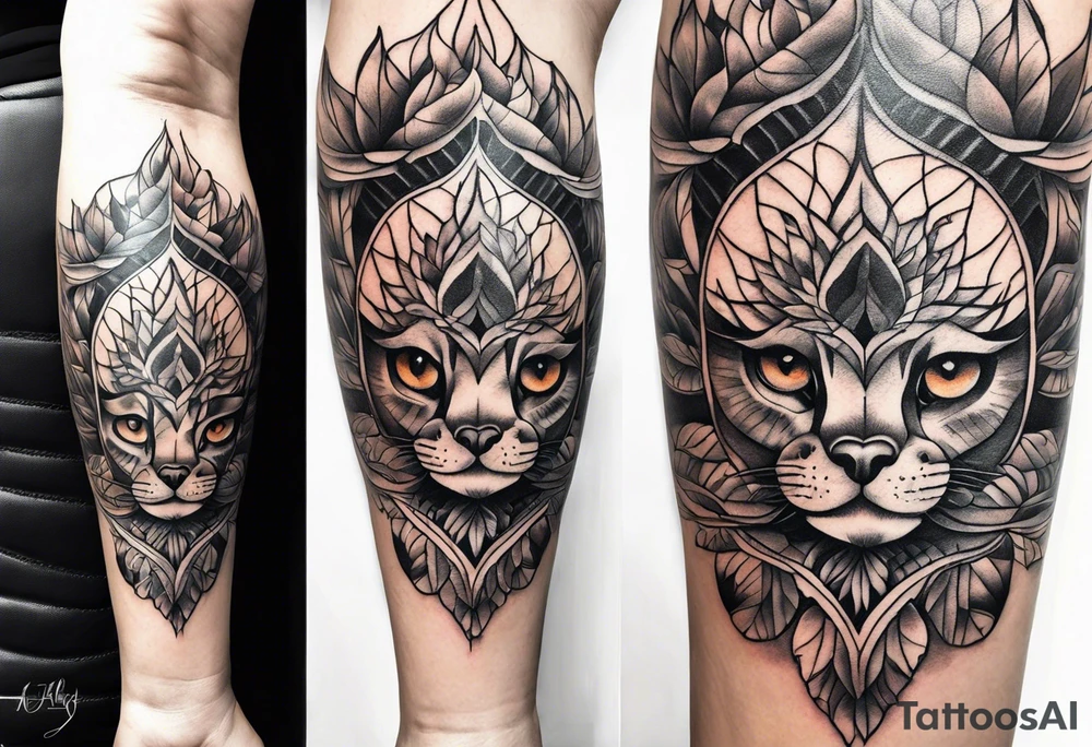 Front knee tattoo with fall colors tattoo idea