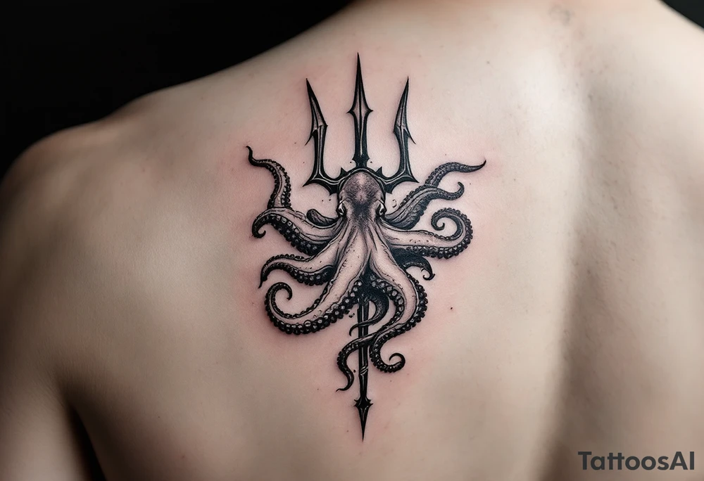 trident with octopus tattoo idea