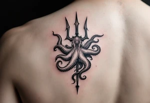 trident with octopus tattoo idea