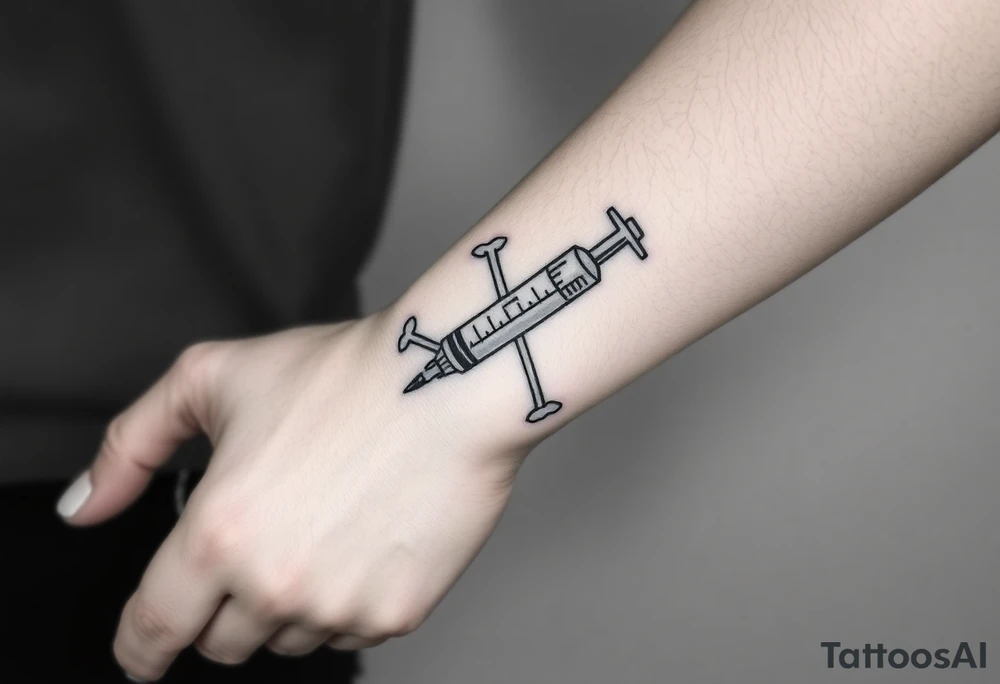 nurse syringe crossing like crossbones tattoo idea
