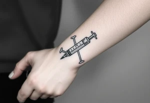 nurse syringe crossing like crossbones tattoo idea
