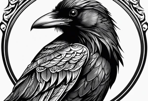 black raven with sword in mouth tattoo idea