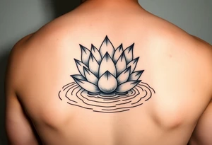serene lotus flower emerging from sacred waters with ripples tattoo idea