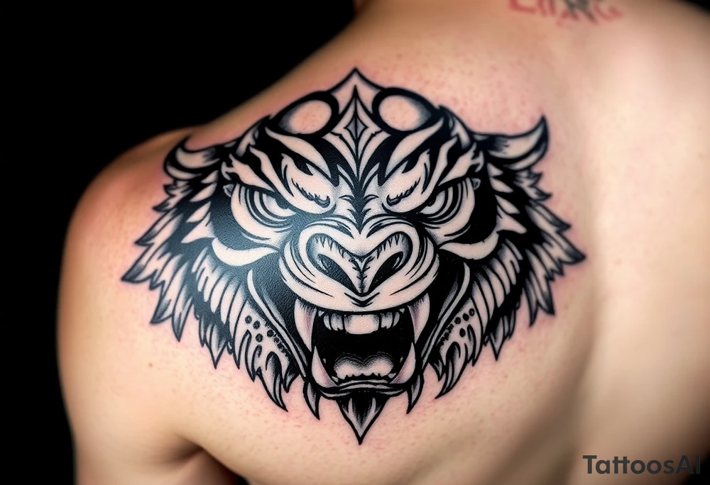 powerful majestic faces with huge eyes and teeth tattoo idea powerful majestic faces with huge eyes and teeth tattoo idea