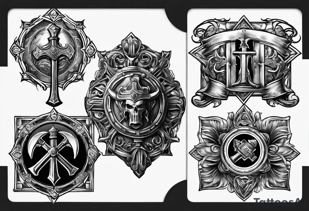 The symbol of Matthias a open Bible and a battle Axe tattoo idea