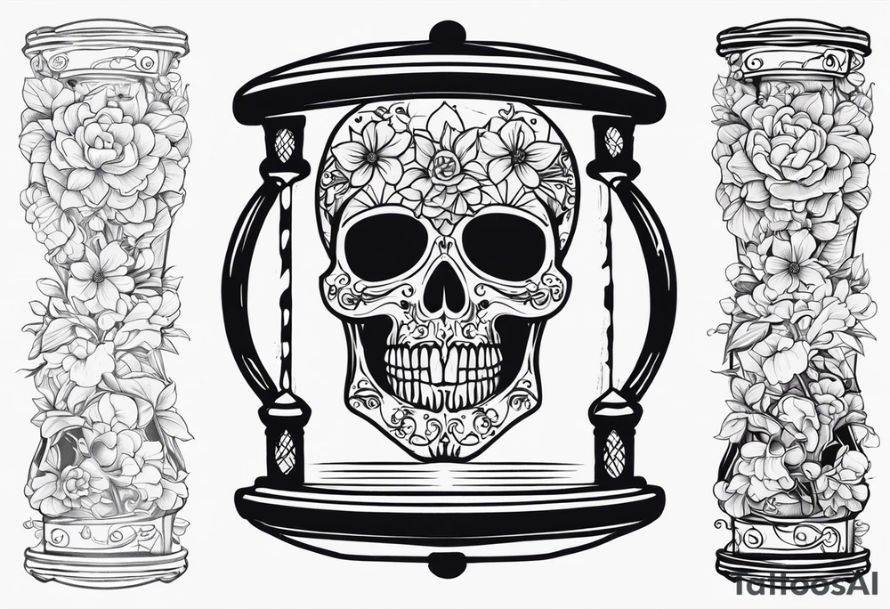 Hourglass skull Sakura tattoo idea