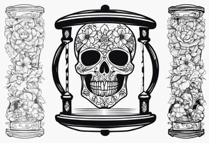 Hourglass skull Sakura tattoo idea