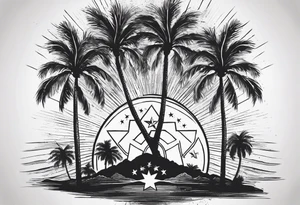 Texas State, Cross with sunrays coming out, Palm trees tattoo idea