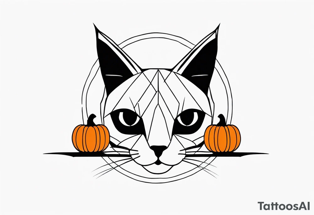 Black cat with a pumpkin tattoo idea