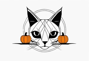 Black cat with a pumpkin tattoo idea