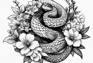 Snake and flowers to fit on shoulder blade tattoo idea