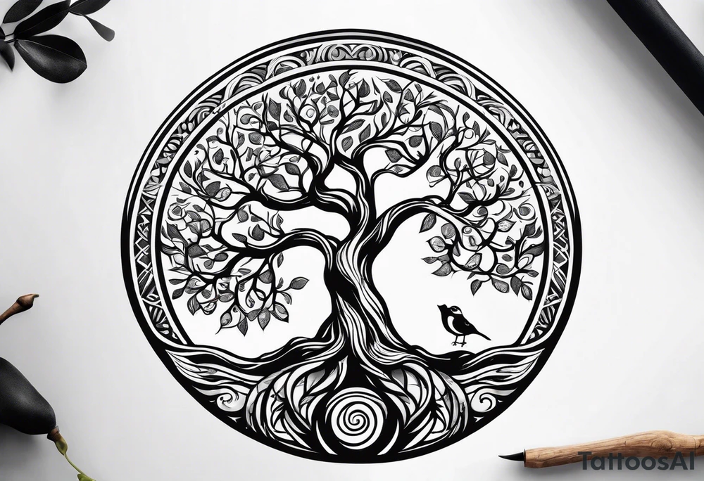 single tree of life season tattoo idea