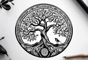 single tree of life season tattoo idea