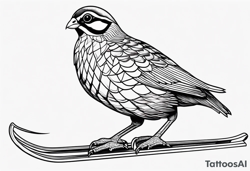 Partridge on skis with pit vipers minimalist tattoo idea