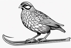 Partridge on skis with pit vipers minimalist tattoo idea