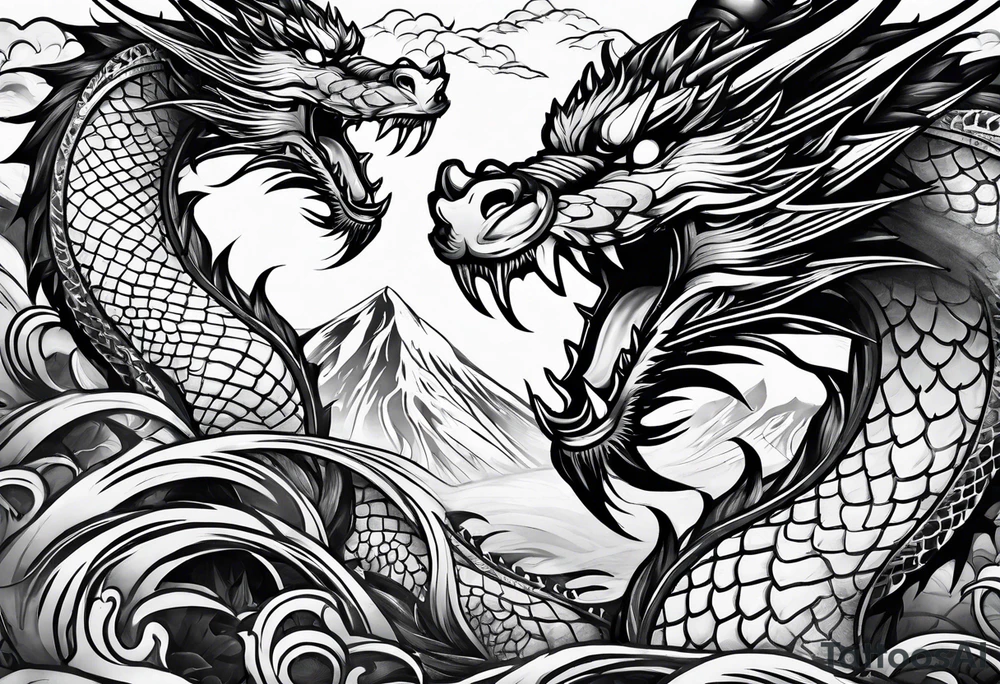 roaring dragons tattoo idea