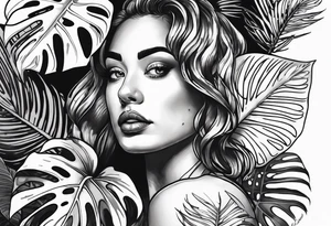 Monstera with mahory tatoo tattoo idea