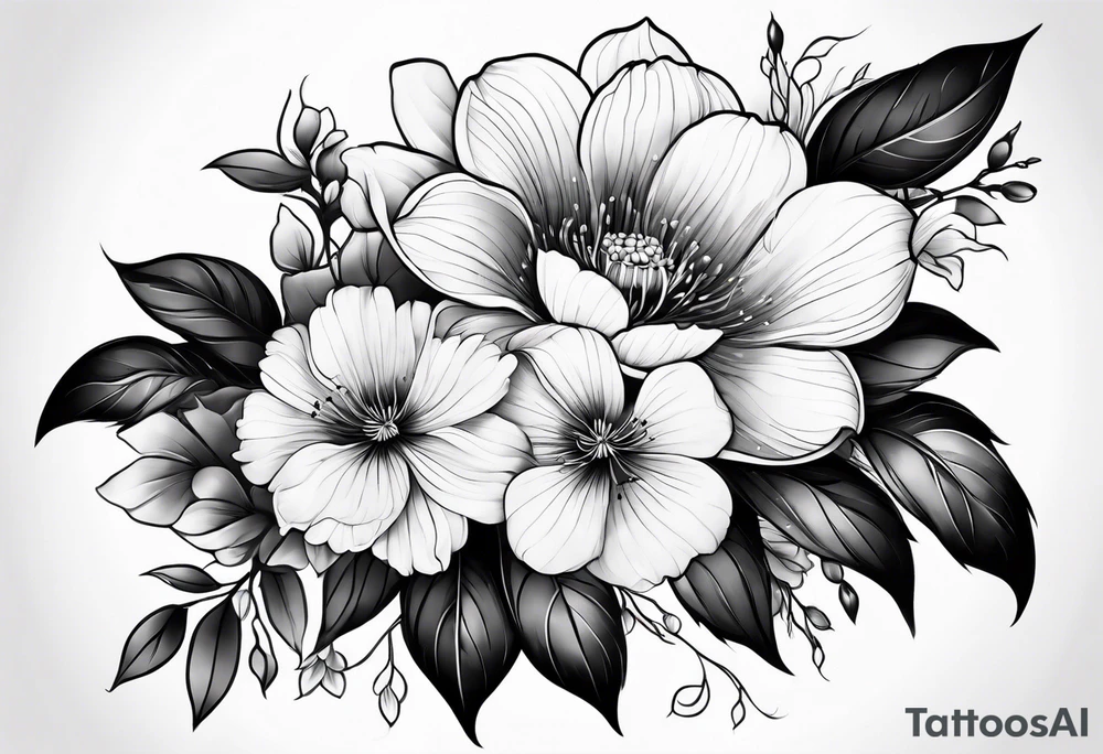 entire sleeve, Japanese flowers tattoo idea