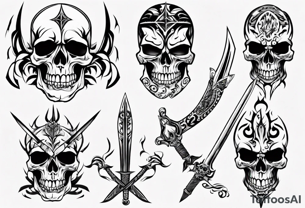 skull sword tattoo idea