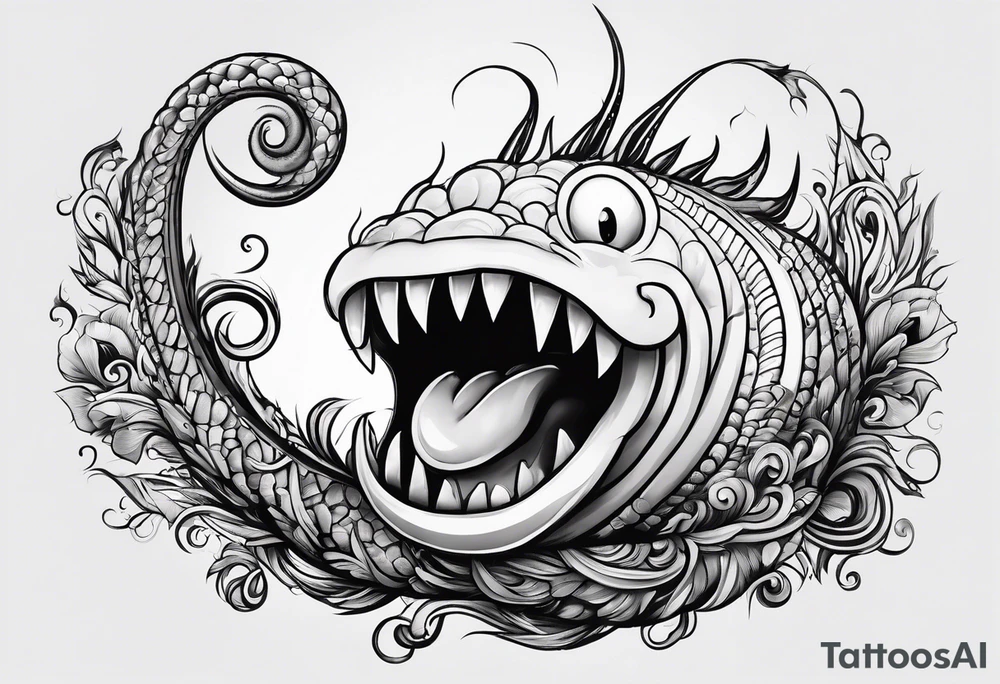 A nasty worm with a stupid smile and bulging eyes tattoo idea