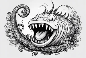 A nasty worm with a stupid smile and bulging eyes tattoo idea