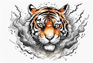 A tiger surrounded by lightning for a forearm tattoo tattoo idea