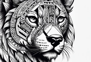 aztec jaguar + wolf sleeve tattoo idea