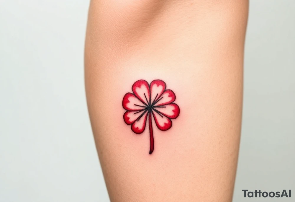 A red five leaf clover tattoo idea