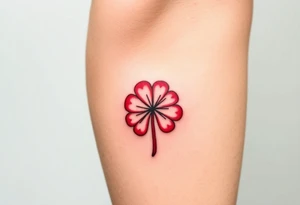 A red five leaf clover tattoo idea