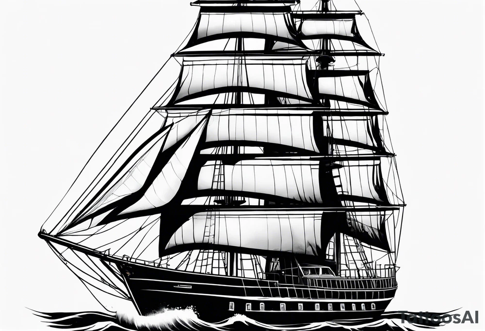 maritime lighthouse in a front view sailboat serving as a mast for a sail. tattoo idea